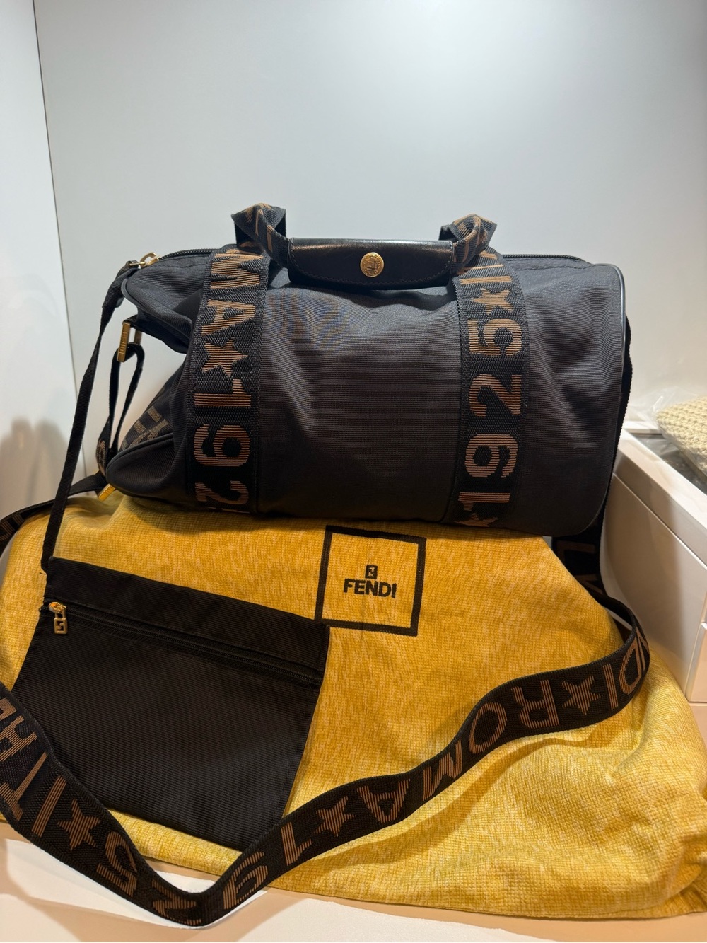 Fendi Black Roma Duffle bag